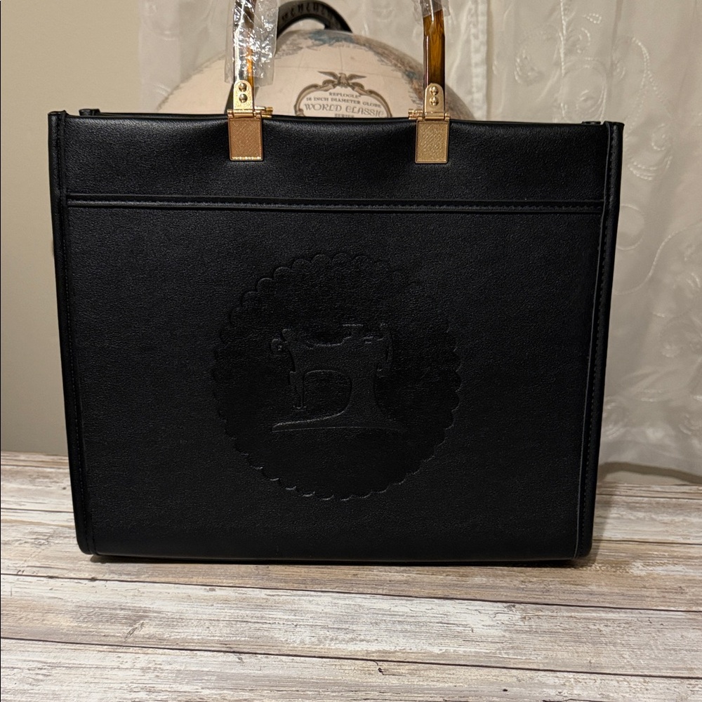 Chic Black Tote Bag with Gold Accents